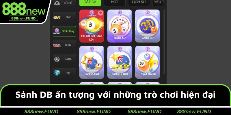 Sảnh DB ấn tượng với những trò chơi hiện đại
